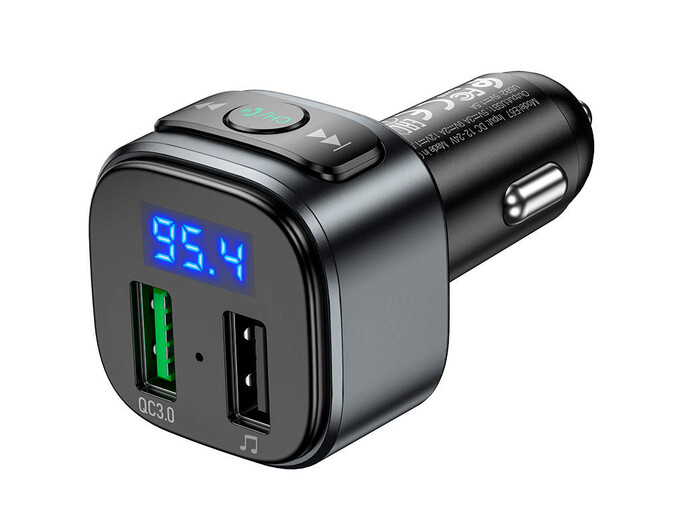 FM Модулятор Hoco E67 QC3.0/2USB/1.5A черный