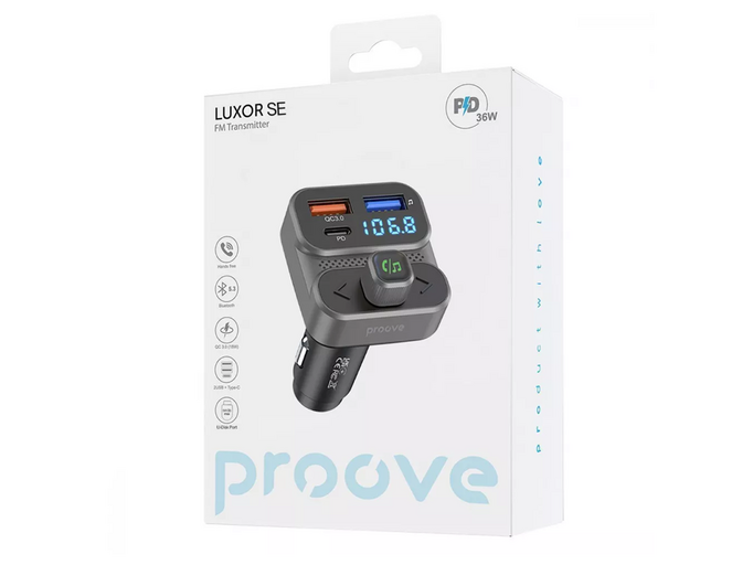 FM Модулятор Proove Launcher Luxor SE 2USB/1Type-C/36W черный