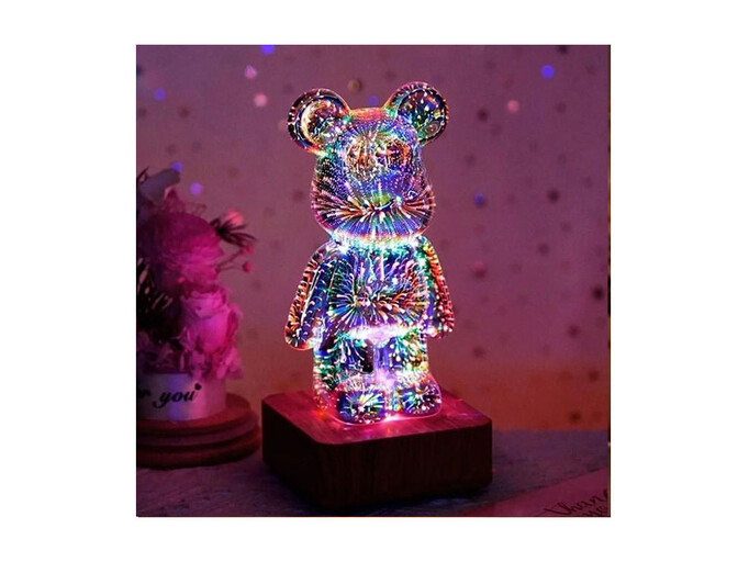 Нічник 3D Ведмежатко Bearbrick LED RGB multicolor
