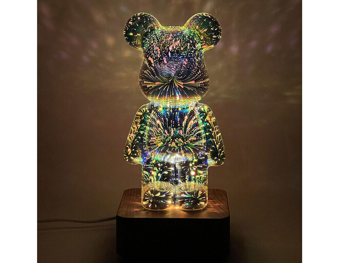 Нічник 3D Ведмежатко Bearbrick LED RGB multicolor