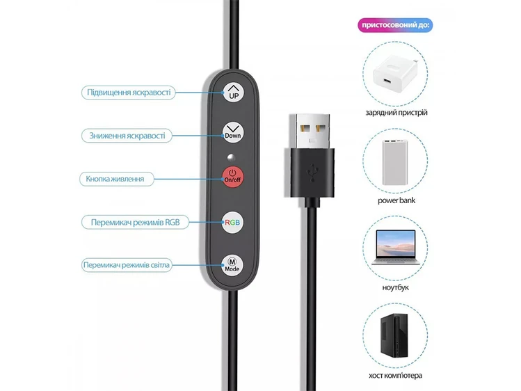 Led стійка 220V RGB Proove Halo (10inch) + штатив 1.6m