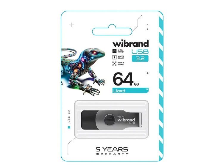 USB Flash 3.2 Wibrand Gen1 Lizard 64GB black