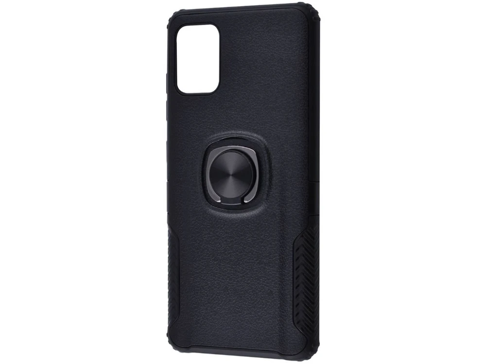 Case ring техно шкіра Samsung A41 black
