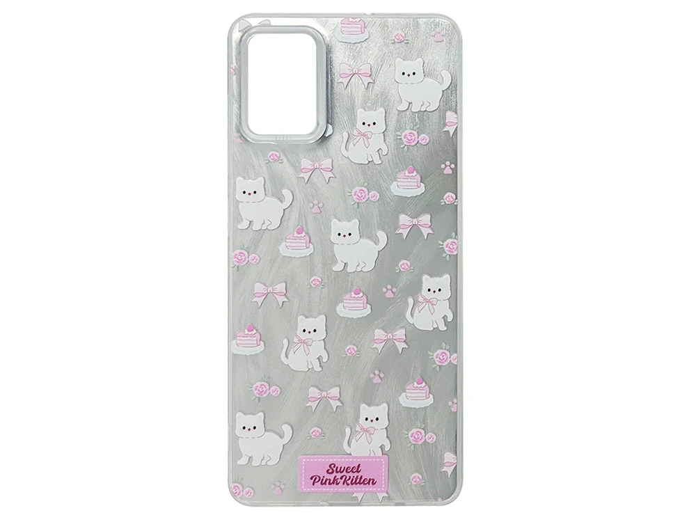 Накладка Paint Stroke Sweet Pink Kitten Samsung A51 silver