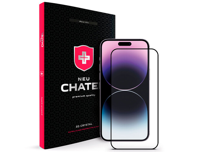 Скло 3D NEU Chatel iPhone 14 Pro Max black+плівка задня