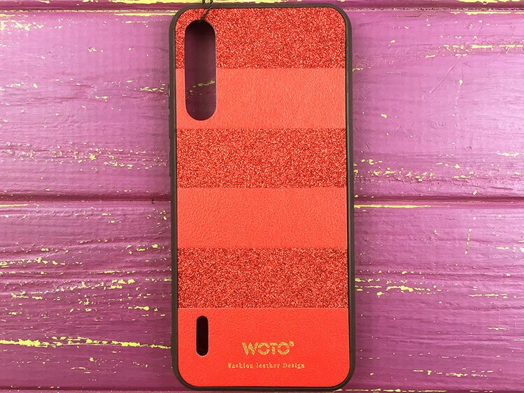 Накладка кожа SIBLING glitter Mi 9 Lite/CC9 Red