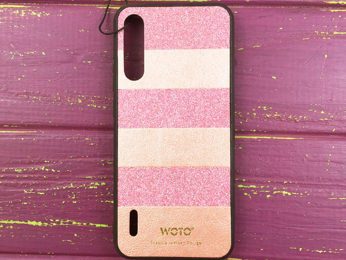 Накладка кожа SIBLING glitter Mi 9 Lite/CC9 Pink