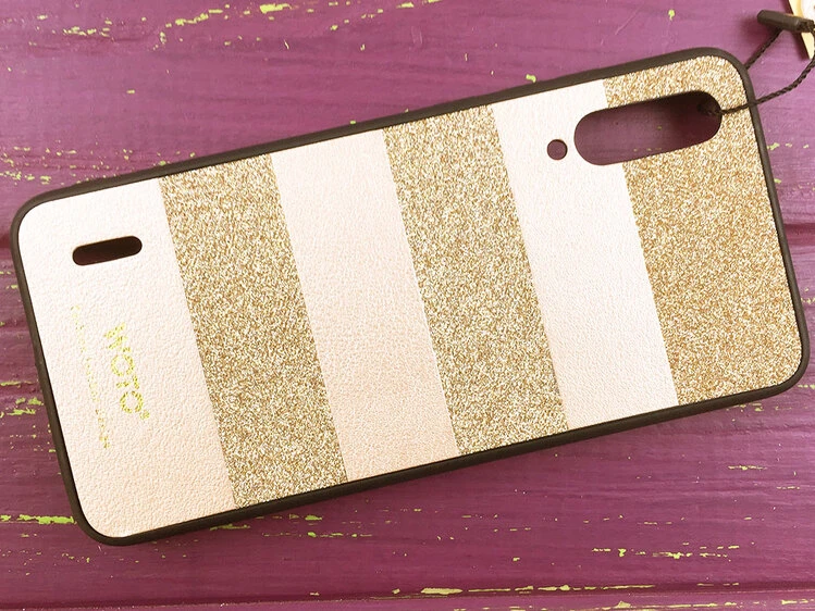 Накладка Кожа SIBLING glitter Mi A3/CC9e Gold