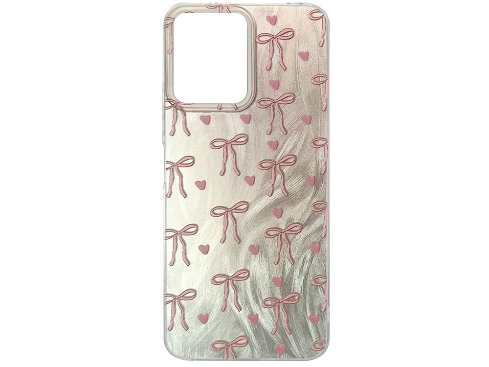 Накладка Paint Stroke Pink Bows Redmi 12 silver