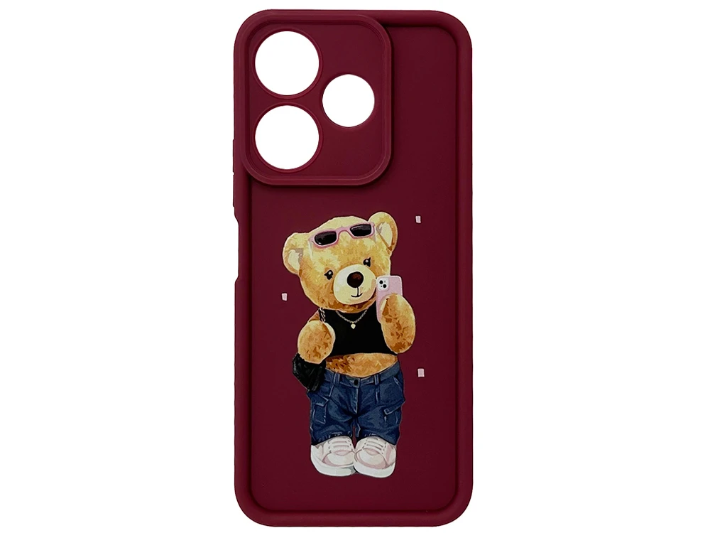 TPU Bear Camera Redmi 13/Poco M6 marsala