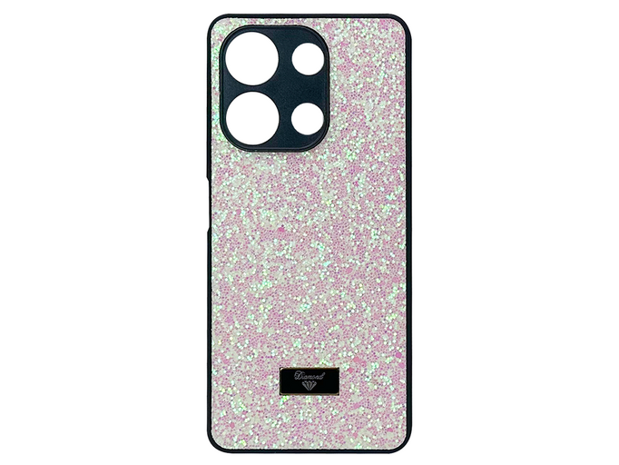 Накладка Level Shining Diamond Redmi Note 13 white/pink