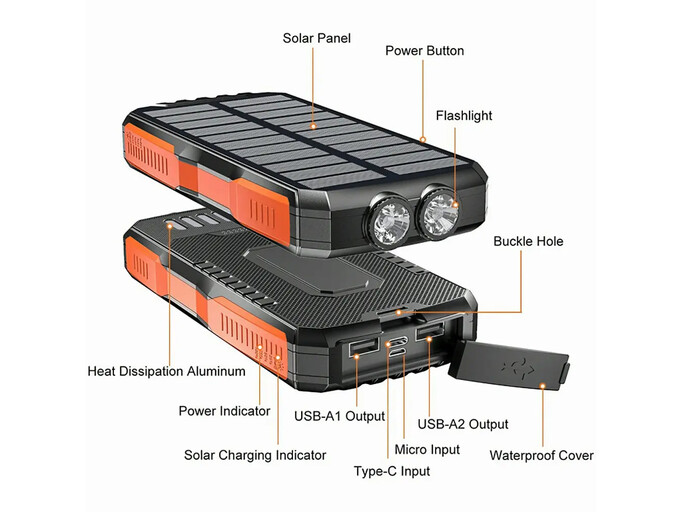 Power Bank SOLAR Charger YD-819S 25000 mAh black