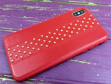 Накладка Leather metal iPhone Xs Max Red - 3