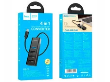 USB 3.0 HUB Hoco HB25 4 in1 Type-C to USB3.0+USB2.0*3 (0.25m) black - 5