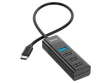 USB 3.0 HUB Hoco HB25 4 in1 Type-C to USB3.0+USB2.0*3 (0.25m) black - 1