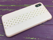 Накладка Leather metal iPhone Xs Max Pink - 2