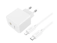 МЗП HOCO CS13A 1Type-C/20W + кабель Type-C-Lightning white - 1