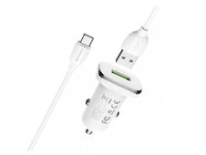 АЗП Borofone BZ12A 1USB/QC3.0 + кабель Type-C белый - 2