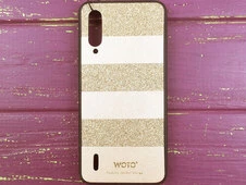 Накладка Кожа SIBLING glitter Mi A3/CC9e Gold - 1