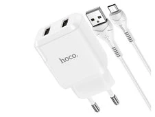 МЗП HOCO N7 2USB 2.1A + кабель Micro white - 2