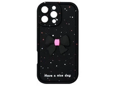 TPU 3D Cute Bow Camera with Strap iPhone 15 Pro black - 1