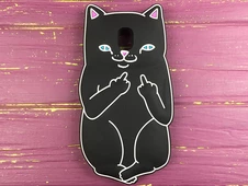 3D Котик Фак Samsung J330 Черный - 1