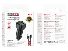 АЗП Borofone BZ34 1USB 18W + кабель Type-C black - 3