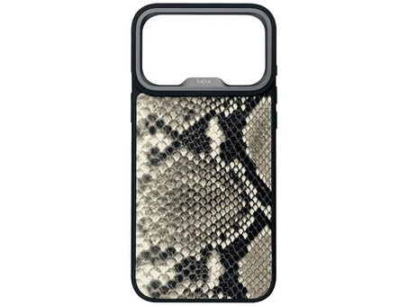 Kajsa Glamorous Collection Genuine Leather Snake Pattern MagSafe iPhone 17 Pro Max black