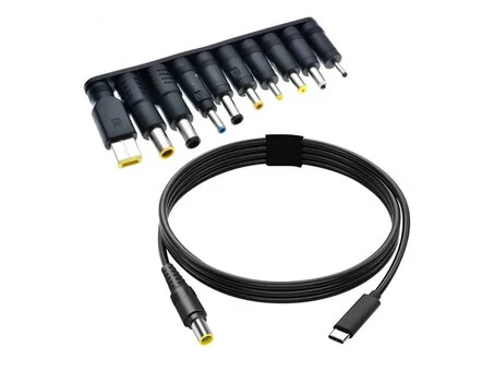Кабель живлення для ноутбука 65W USB Type-C на DC 10 in 1 (Black)