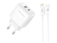 МЗП XO L137 1USB/1Type-C/20W + кабель Type-C-Lightning white