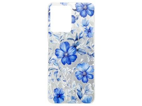 Накладка Paint Stroke Blue Flowers Redmi Note 12 silver