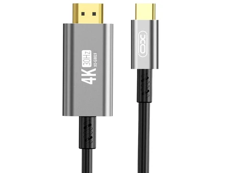 Кабель XO-GB019 Type-C to HDMI 4K 1.8m gray