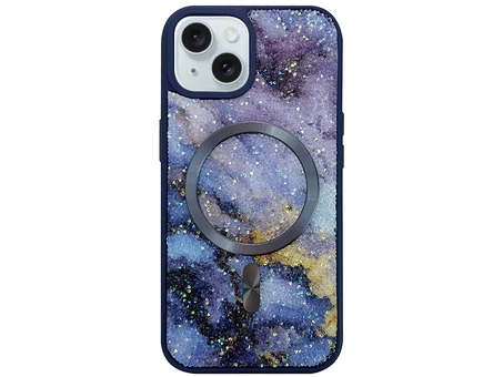 Накладка Crystal Geode MagSafe iPhone 15 midnight blue