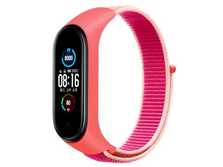 Ремінець Nylon + Silicone Mi Band 3/4/5 raspberries/pink