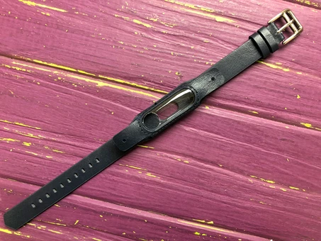 Ремешок кожа Xiaomi Mi Band 2/3 темно-синий