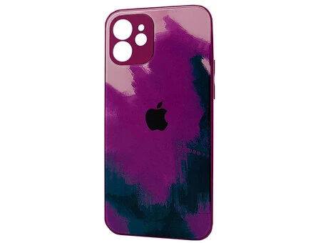 TPU+Glass Watercolor iPhone 12 wine
