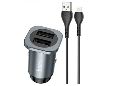 АЗП Hoco NZ4 2USB/2,4W + кабель Lightning metal