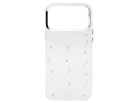 Накладка 3D Silver Rose Bead Glitter iPhone 17 Pro Max clear
