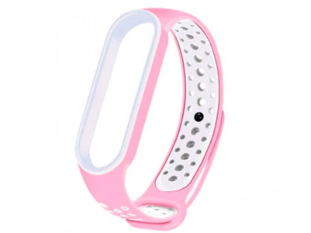 Ремінець силікон Sport Mi Band 5/6 pink/white