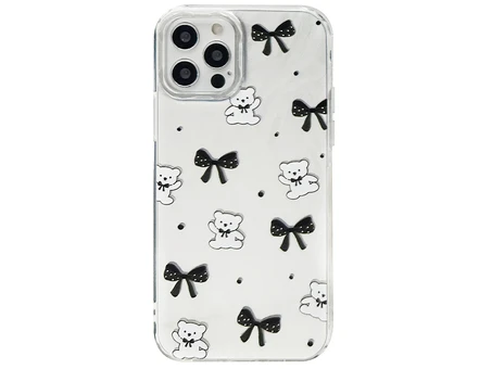 Накладка Paint Stroke Teddy Bears and Bows iPhone 12/12 Pro silver