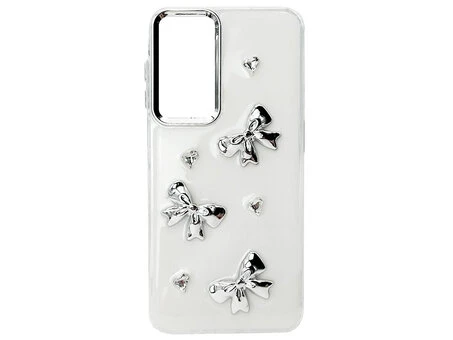 Силікон Milk Glitter 3D Silver Bows Samsung M35 white