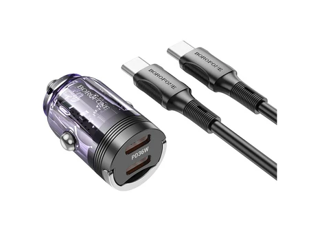 АЗП Borofone BZ29B 2Type-C PD36W +кабель Type-C to Type-C purple