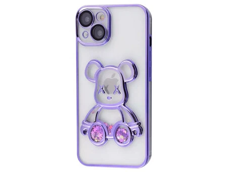 Чохол силікон Shining Aqua Bear iPhone 15 purple