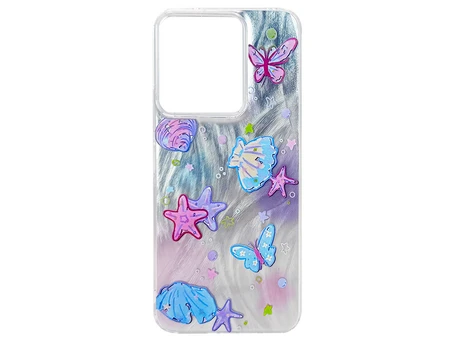 Накладка Paint Stroke Shell and Stars Redmi 13/Poco M6 silver