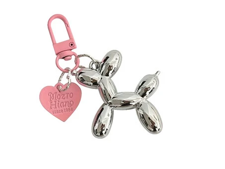 Брелок Baloon dog/heart серебристый/розовый
