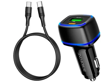 АЗП Borofone BZ14A 1Type-C/1USB/20W/QC3.0 + кабель Type-C to Type-C black