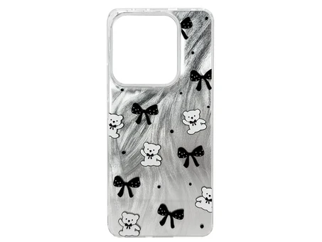 Накладка Paint Stroke Teddy Bears and Bows Redmi Note 14 silver