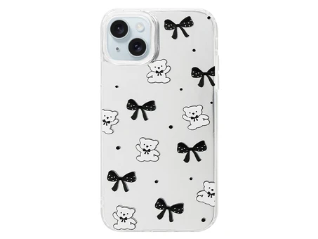 Накладка Paint Stroke Teddy Bears and Bows iPhone 13/14 silver