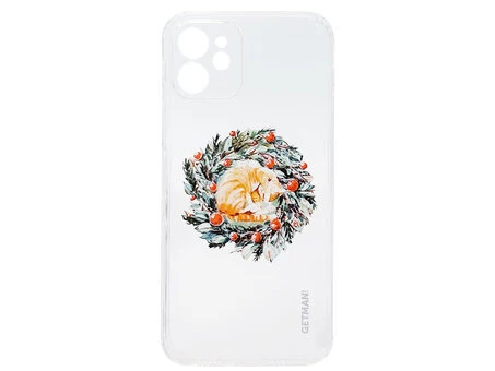 Накладка силікон Print iPhone 12 Christmas wreath clear