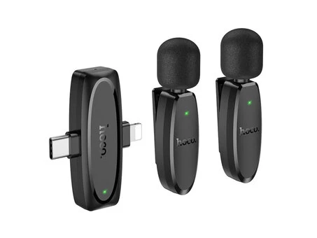 Петличний мікрофон Wireles Hoco L15 Type-C/Lighting black